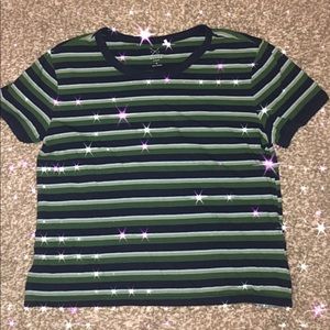 ✨green and navy blue striped crop top✨